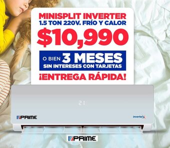 MINISPLIT INVERTER 1.5 TON 220V. FRÍO Y CALOR PRIME