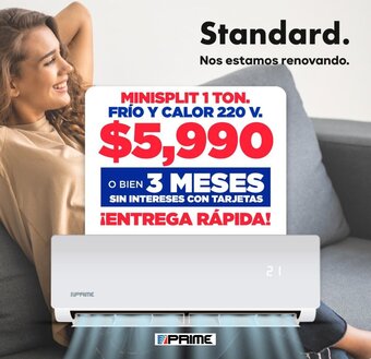 Mueblería Standard MINISPLIT 1 TON. FRÍO Y CALOR 220 V. PRIME oferta