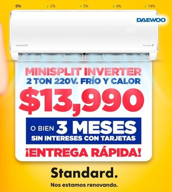 Mueblería Standard MINISPLIT INVERTER 2 TON 220V. FRÍO Y CALOR DAEWOO oferta