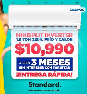 MINISPLIT INVERTER 1.5 TON 220V. FRÍO Y CALOR DAEWOO