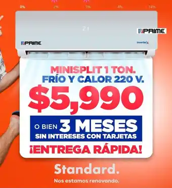 Mueblería Standard MINISPLIT 1 TON. FRÍO Y CALOR 220 V. PRIME oferta