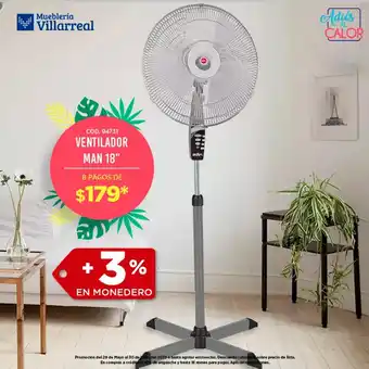 Mueblería Villarreal VENTILADOR MAN 18" 8 PAGOS + 3% EN MONEDERO oferta