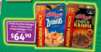 Soriana Híper Cereal Zucaritas Kellogg's 840g o Cereal Choco Krispis Kellogg's 730g oferta
