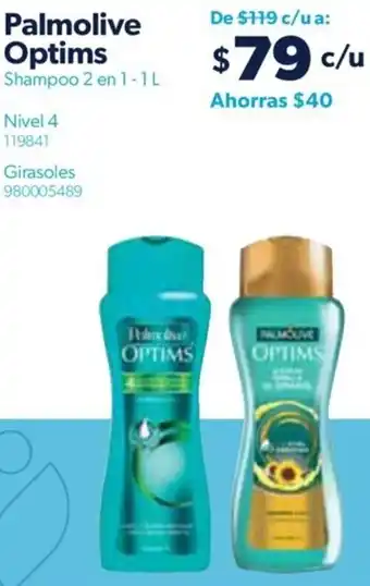 Sam's Club Palmolive Optims Shampoo 2 en 1-1L oferta