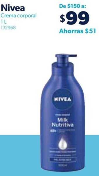 Sam's Club Nivea Crema corporal 1L oferta
