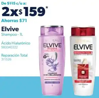 Sam's Club Elvive Shampoo - 1L Ácido Hialurónico oferta