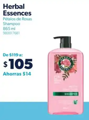 Sam's Club Herbal Essences Pétalos de Rosas Shampoo 865 ml 980017681 oferta