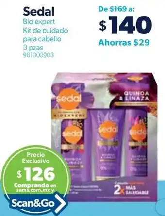 Sam's Club Sedal Bio expert Kit de cuidado para cabello 3 pzas 981000903 oferta