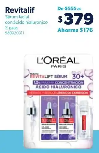 Sam's Club Revitalif Sérum facial con ácido hialurónico 2pzas oferta