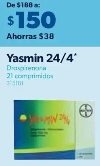Yasmin 24/4* Drospirenona 21 comprimidos 315181