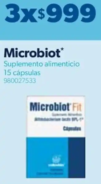 Microbiot* Suplemento alimenticio 15 cápsulas 980027533