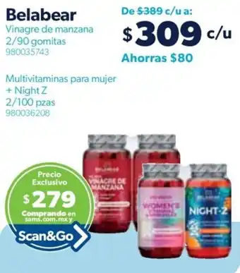 Sam's Club Belabear Vinagre de manzana 2/90 gomitas 980035743 oferta