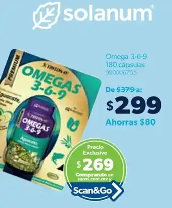 solanum Omega 3-6-9 180 cápsulas 980006755