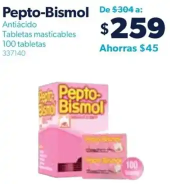 Sam's Club Pepto-Bismol Antiácido Tabletas masticables 100 tabletas oferta