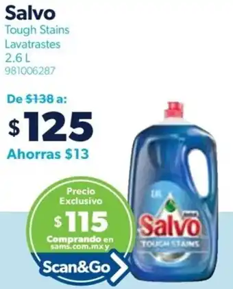 Sam's Club Salvo Tough Stains Lavatrastes 2.6L oferta