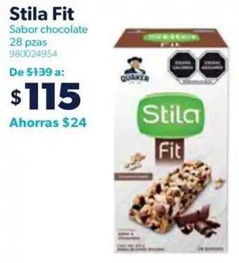 Sam's Club Stila Fit Sabor chocolate 28 pzas oferta
