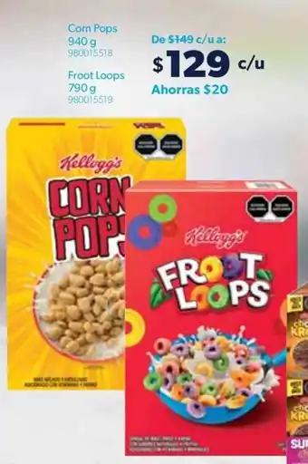 Sam's Club Kellogg's Corn Pops 940 g 980015518 Froot Loops 790 g 980015519 oferta