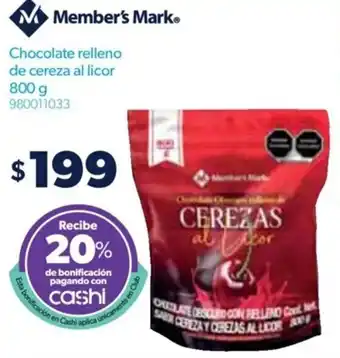 Sam's Club Member's Mark Chocolate Relleno de Cereza al Licor 800g oferta