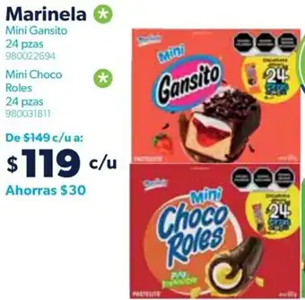 Sam's Club Marinela Mini Gansito 24pzas/ Mini choco Roles 24pzas oferta