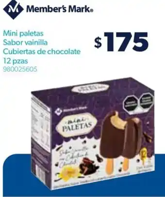 Sam's Club Member's Mark Mini paletas Sabor vainilla Cubiertas de chocolate 12 pzas 980025605 oferta