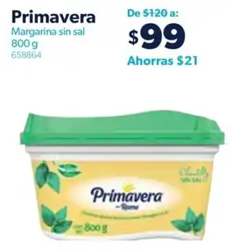 Sam's Club Primavera Margarina sin sal 800 g 658864 oferta