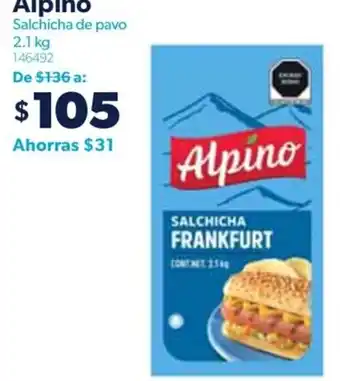 Sam's Club Alpino Salchicha de pavo 2.1 kg oferta