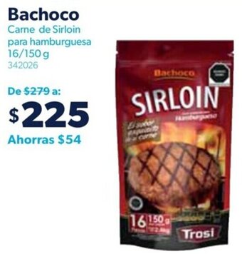 Bachoco Carne de Sirloin para hamburguesa 16/150g