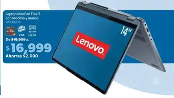 Sam's Club Laptop IdeaPad Flex 5 con mochila y mouse 981008318 oferta