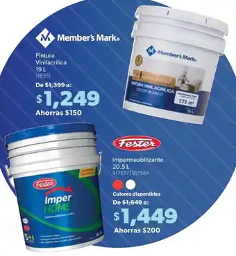Sam's Club Member's Mark® Pintura Vinilacrilica 19L oferta