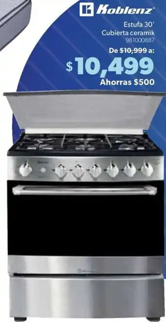 Sam's Club Koblenz Estufa 30' Cubierta ceramik 981000887 oferta