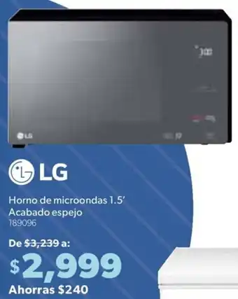 Sam's Club LG Horno de microondas 1.5' Acabado espejo 189096 oferta