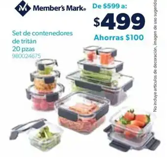 Sam's Club Member's Mark Set de contenedores de tritán 20 pzas 980024675 oferta