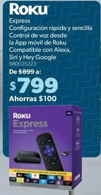 Roku Express Configuración rápida y sencilla Control de voz desde la App móvil de Roku Compatible con Alexa
