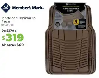 Sam's Club Member's Marke Tapete de hule para auto 4 pzas oferta