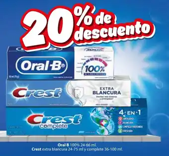 Zorro Oral B 100% 24-66 ml. Crest extra blancura 24-75 ml y complete 36-100 ml. oferta