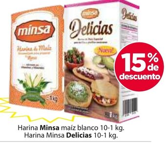 Harina Minsa maíz blanco 10-1 kg. Harina Minsa Delicias 10-1 kg.