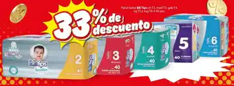 Zorro Pañal bebé BB Tips ch T2, med T3, gde T4, xg T5 y xxg T6 4-40 pzs. oferta