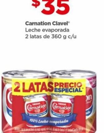 Bodega Aurrerá Carnation Clavel Leche evaporada 2 latas de 360 g c/u oferta