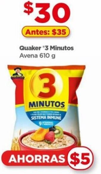 Bodega Aurrerá Quaker *3 Minutos Avena 610 g oferta
