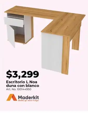 Office Depot Escritorio en l maderkit noa minimalista melamina duna con blanco oferta