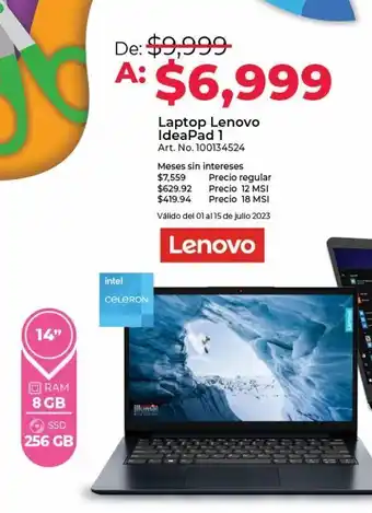 Office Depot Laptop lenovo ideapad 1 oferta
