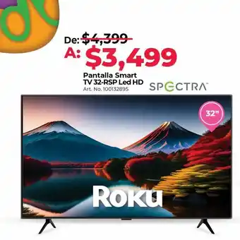 Pantalla smart tv 32 rsp led hd spectra