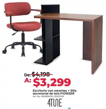 Office Depot Escritorio con estantes + Silla secretarial de tela FIO5555R Art. No. 100069478, 100120149 oferta