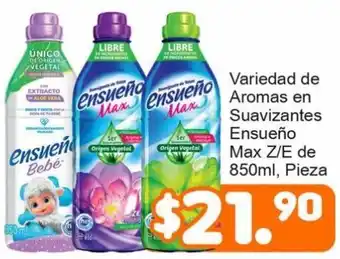 Variedad de Aromas en Suavizantes Ensueño Max Z/E de 850ml, Pieza