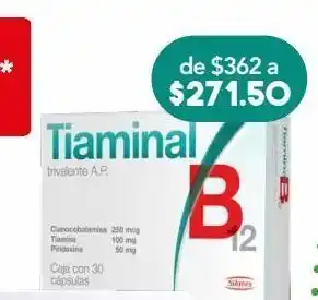 Farmacia San Pablo Tiaminal b12 triv cap 250mcg caj c/30 oferta