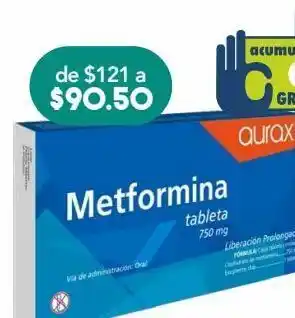 Farmacia San Pablo Aurax metformina 750mg c/30 tab oferta