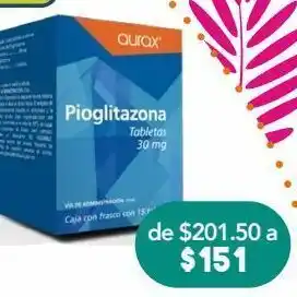 Farmacia San Pablo Aurax pioglitazona 30mg c/15 tab oferta
