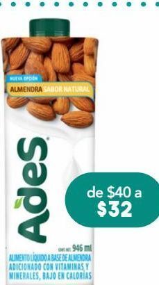 Farmacia San Pablo Ades almendra sab natural s/azu c/946ml oferta