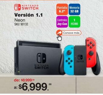 RadioShack Consola nintendo switch 1.1 32 gb joy con neon blue and red oferta