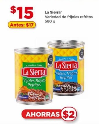 Bodega Aurrerá La Sierra Variedad de frijoles refritos 580g oferta